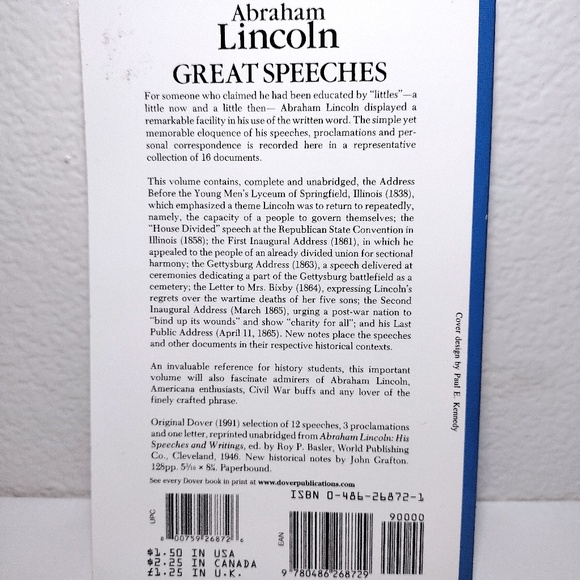 Abraham Lincoln: Great Speeches (Dover Thrift Editions) by Abraham Lincoln - Picture 2 of 4